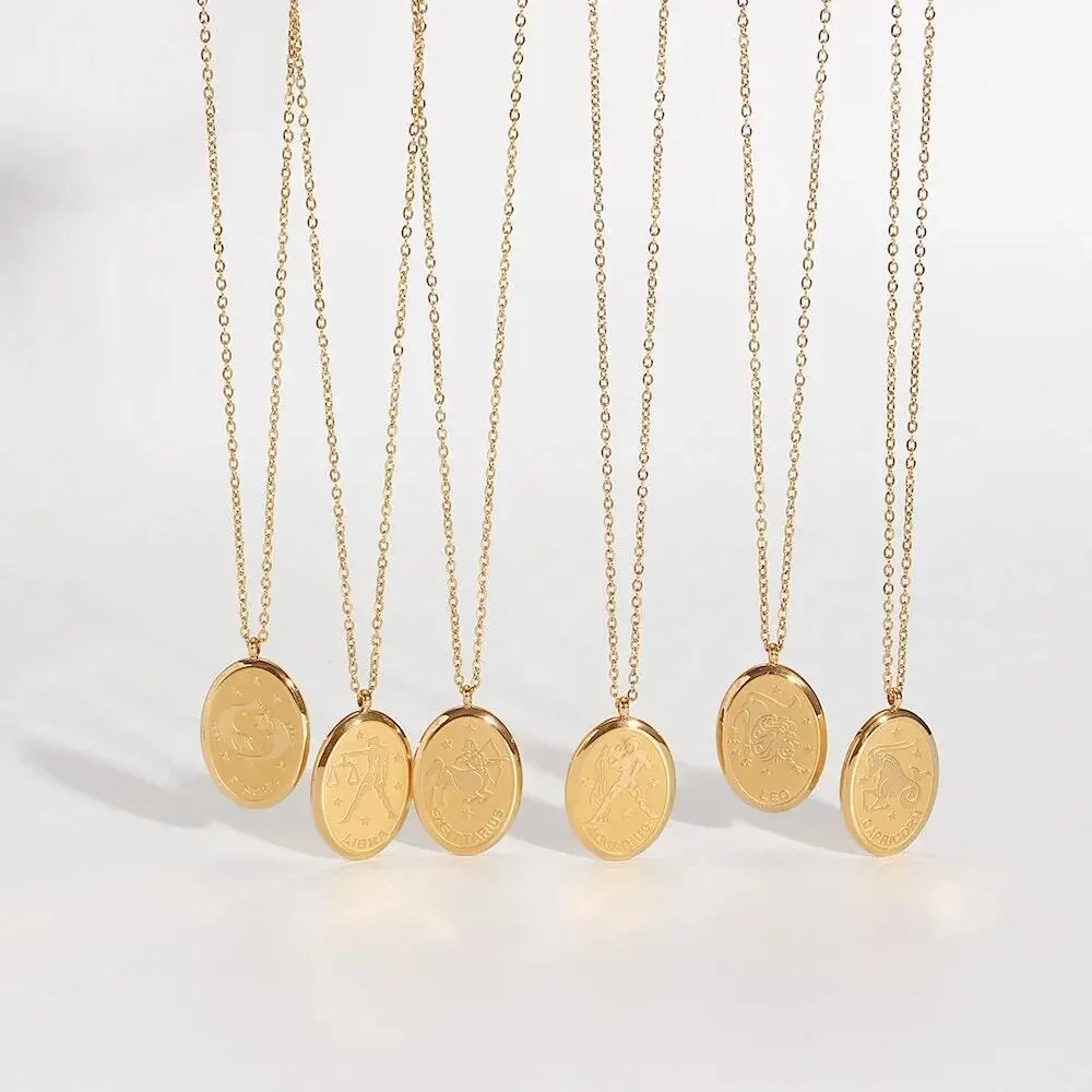 Aquarius Zodiac Pendant Necklace 18K Gold Plated Gift For Her - Picture 4 of 5